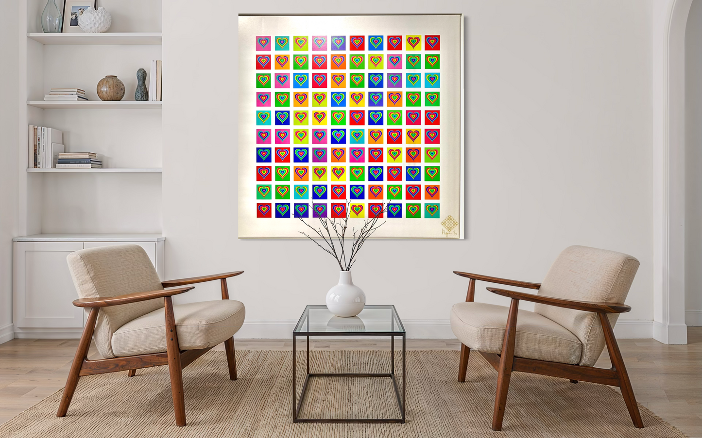 100 Vibrant Hearts (Framed)